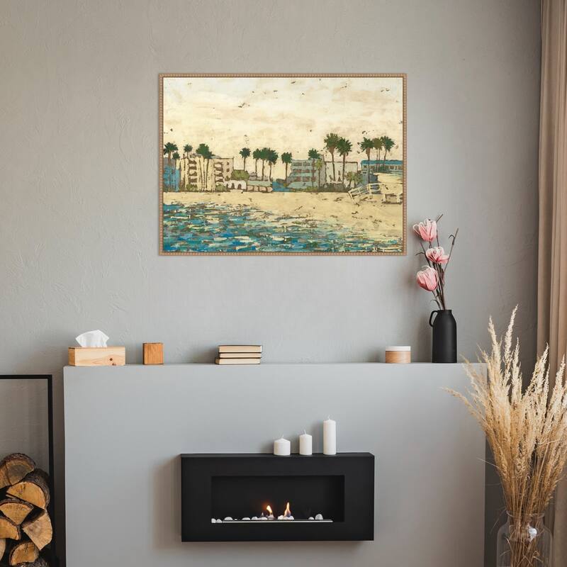 Beach Coast No. 1 by Megan Meagher (38 x 28 in.), Framed Canvas Wall Art Print