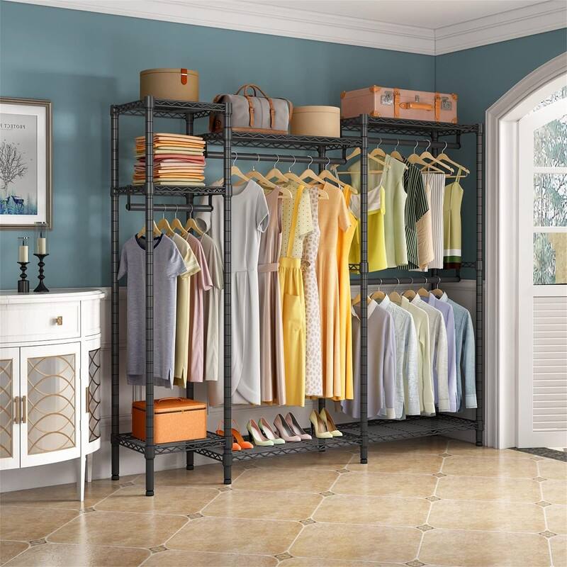 V6 Wire Garment Rack Heavy Duty Clothes Rack Metal with Shelves