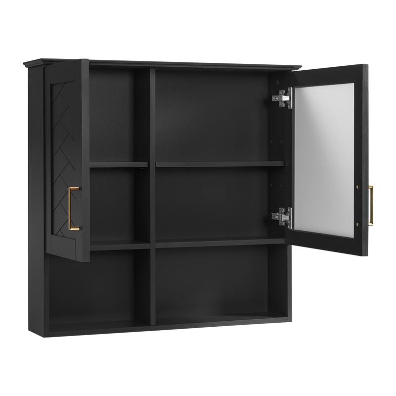 2-in-1 Bathroom Mirror Cabinet, 30 inch Wall Mounted Medicine Cabinet with Adjustable Shelves & Soft Close Doors