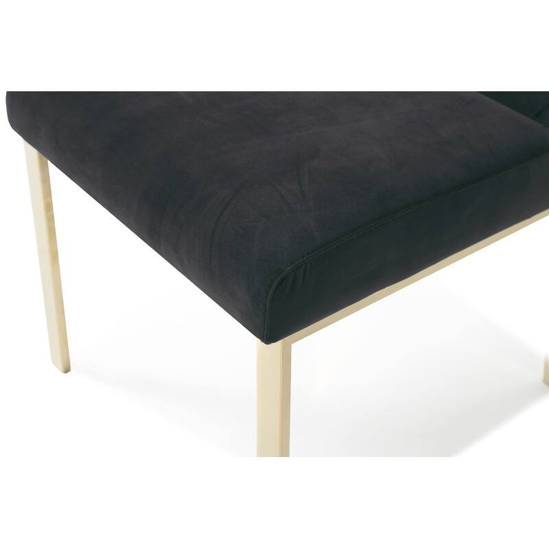 Modrest Reba Modern Black Velvet & Gold Dining Chair (Set of 2)