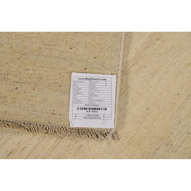 Solid Gabbeh Modern Accent Rug Handmade Nursery Wool Carpet - 3'10"x 5'11"