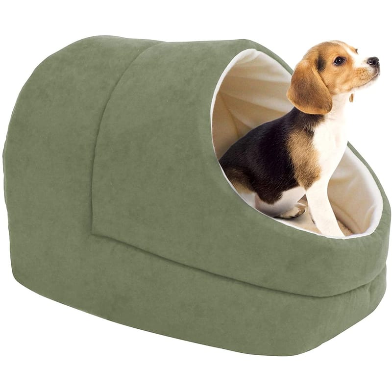GOOPAWS Cave Covered Cat & Small Dog Bed