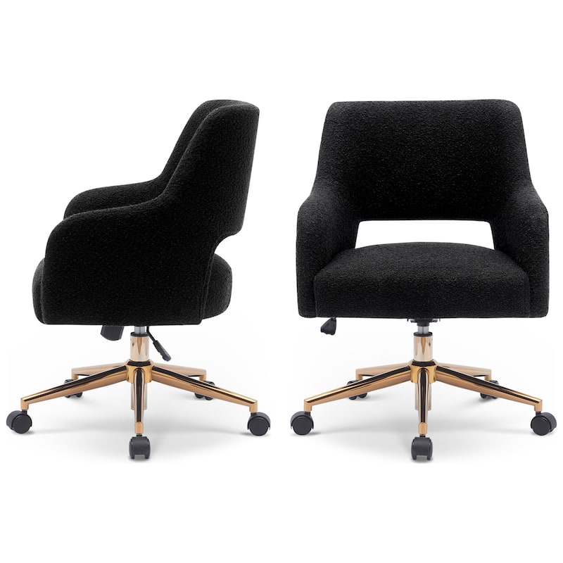 Boucle Upholstered Office/ Desk Chair - Swivel/ Adjustable Height (Set of 2)