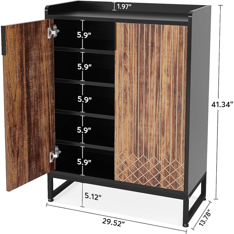 25 Pairs Shoe Cabinet with Doors, 5 Tiers Shoes Rack Organizer Cabinet - 5-Tier