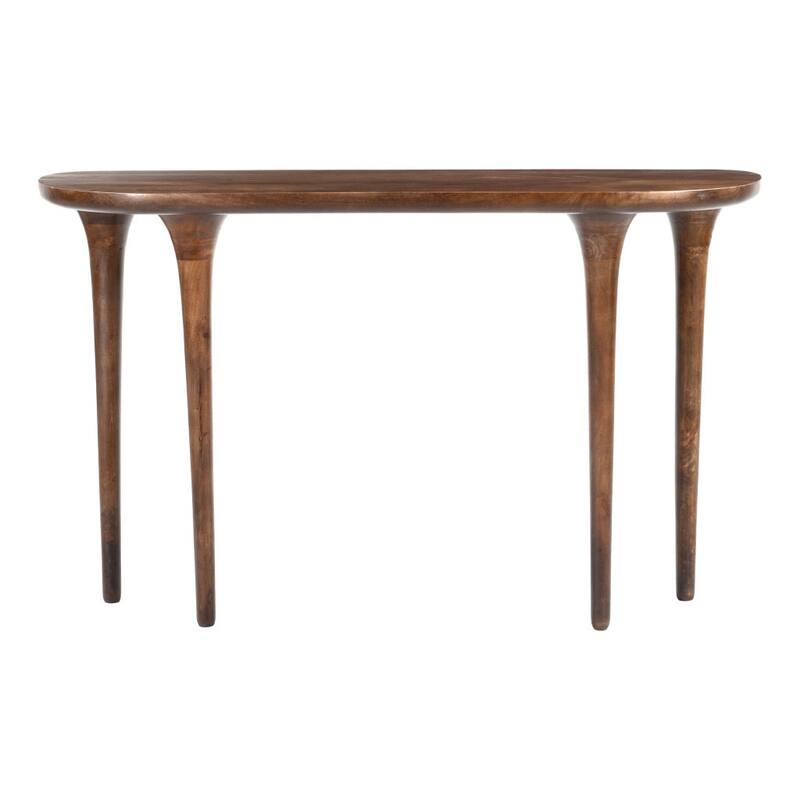 HomeRoots 48" Brown Solid Wood Half Circle Console Table - 48.00 in. x 29.90 in. x 16.00 in.
