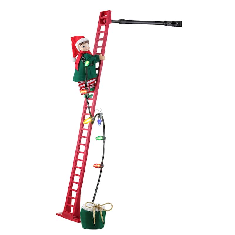 43 in. Animated Ladder Climbing Elf