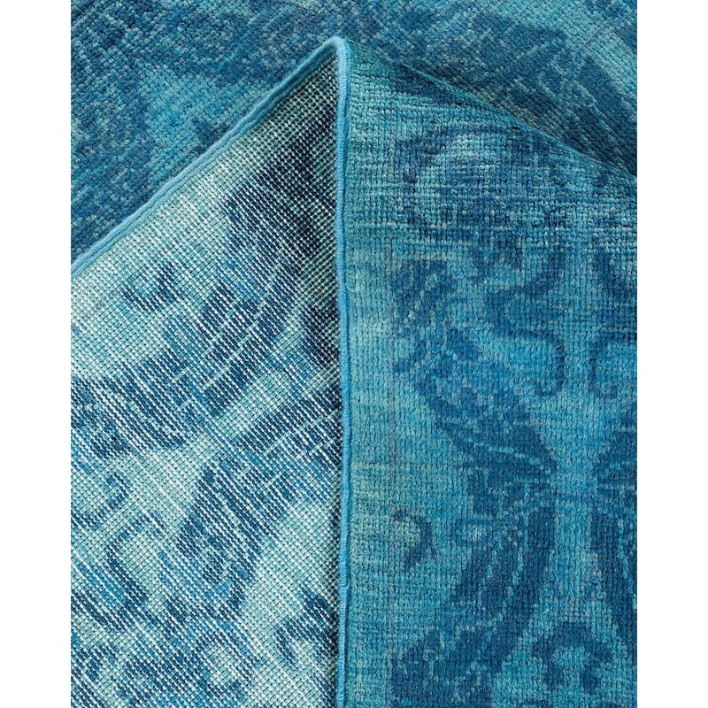Overton Hand Knotted Wool Vintage Inspired Modern Contemporary Overdyed Blue Area Rug - 5' 1" x 7' 6"