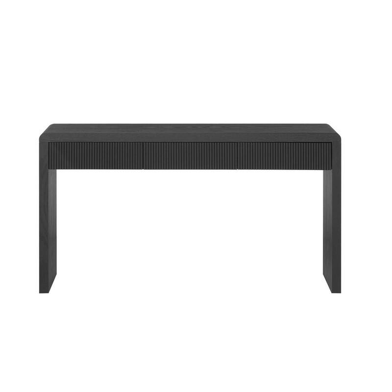 Rustic 52.9" Console Table with 3 Fluted Drawers and Solid Wood Veneer for Entryway Display and Storage