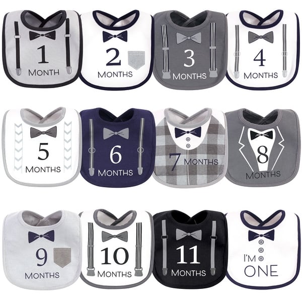 slide 1 of 1, Hudson Baby Infant Boy Cotton Bibs 12pk, Brand New, One Size - Brand New - One Size One Size - Brand New