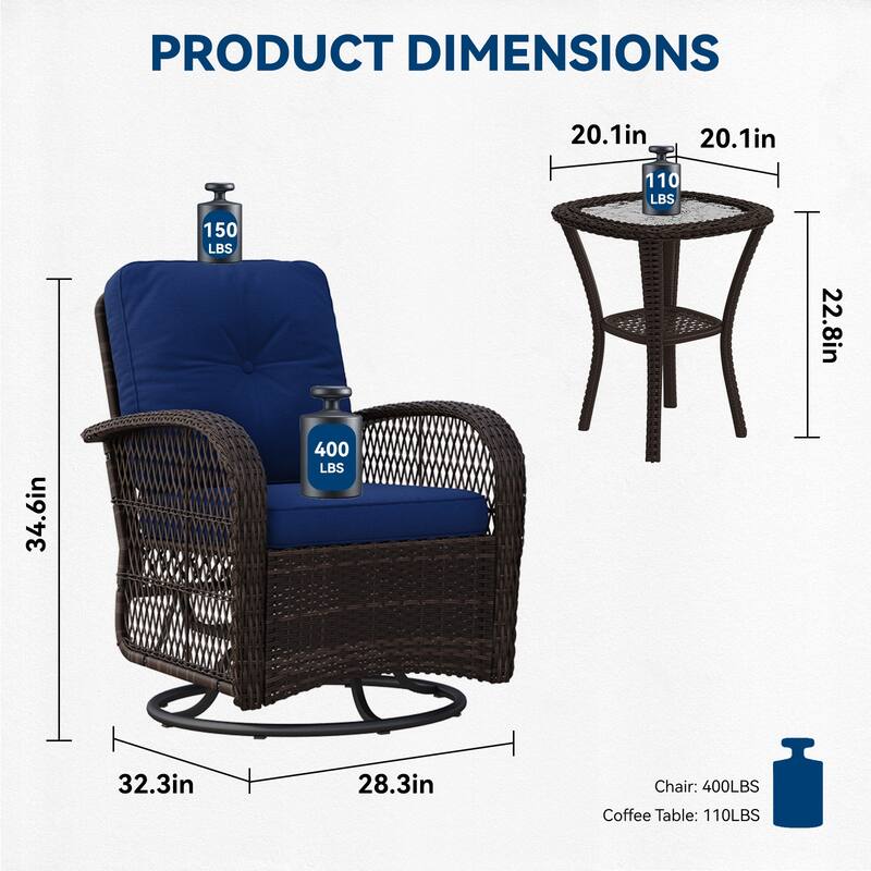 Outdoor Swivel Rocker Chairs Set of 2
