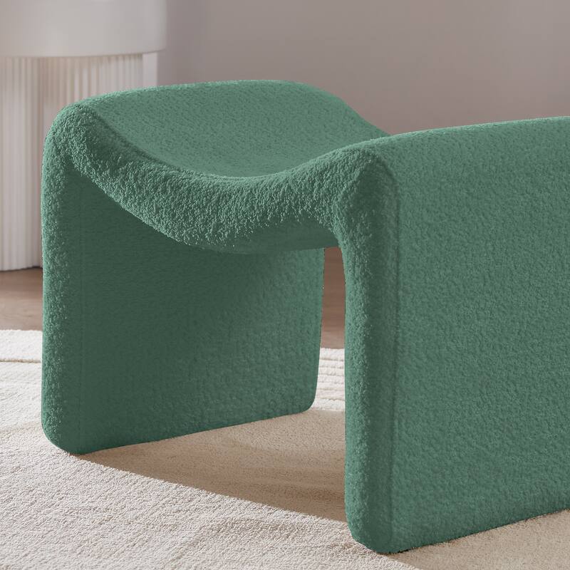 VANOMi Upholstered Pouf, Mid-Century Modern Ottoman, Cometemporary Foot Stool For Living Room Extra Vanity Seat For Small Space