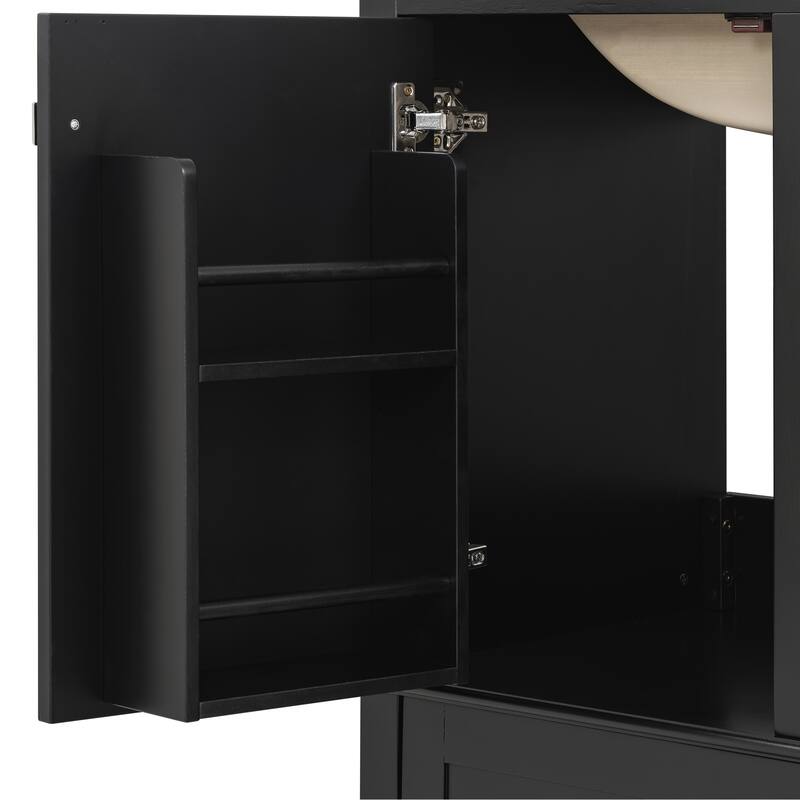 GDFStudio - Lumia Transitional Space Saving Freestanding Bathroom Vanity Cabinet with Ceramic Sink and Soft Close Storage