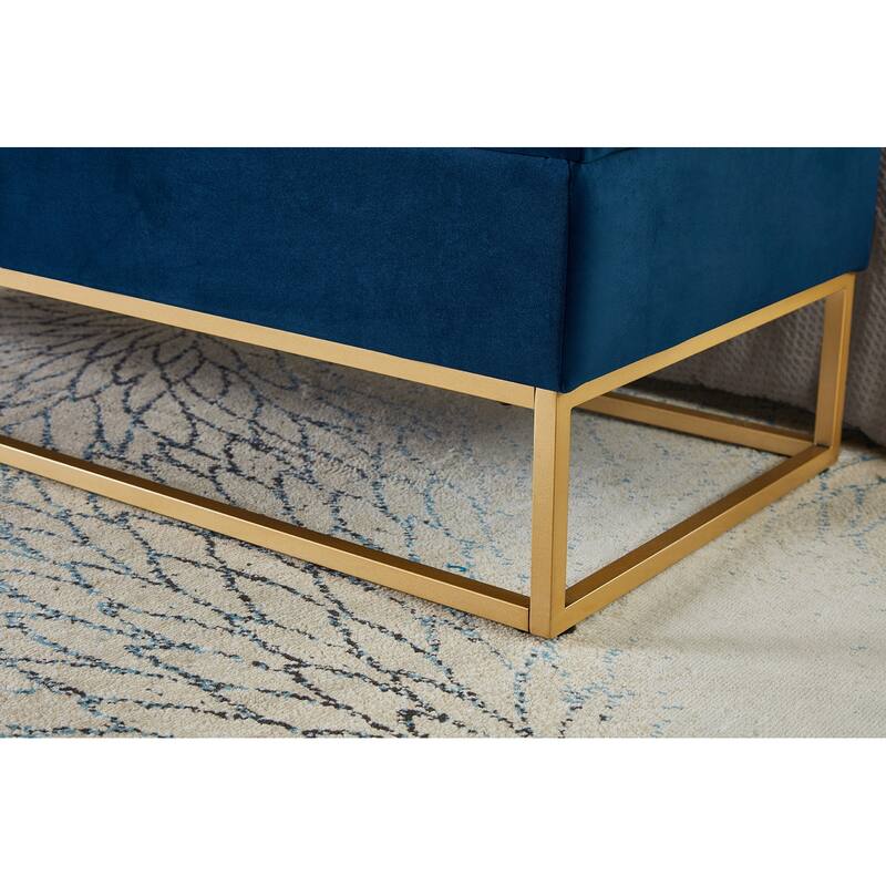 58.6" Bed Bench Metal Base with Storage Velvet Space-Saving Sofas for Living Room, Apartment and Office