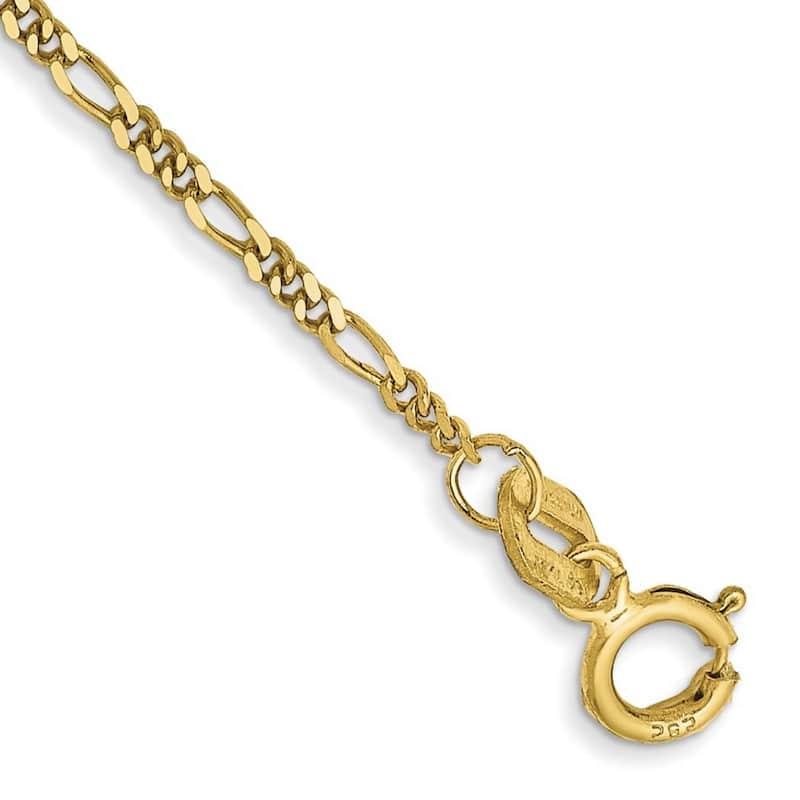 Curata 10k 1.25mm Flat Figaro Chain Bracelet - 7 Inch