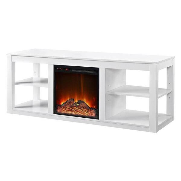 Shop Modern 2 In 1 Electric Fireplace Tv Stand In White On Sale