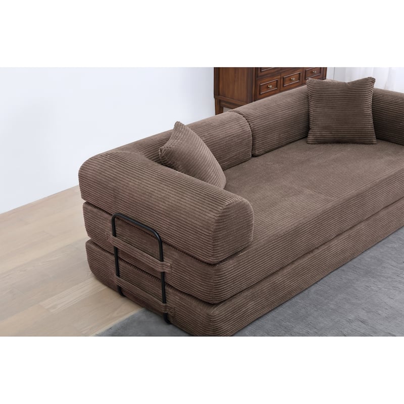 Twilight 2 - Piece Convertible Sleeper Sofa Bed, Corduroy Folding Mattress Couch with Fixed-Shape Framefor Cozy Living Spaces