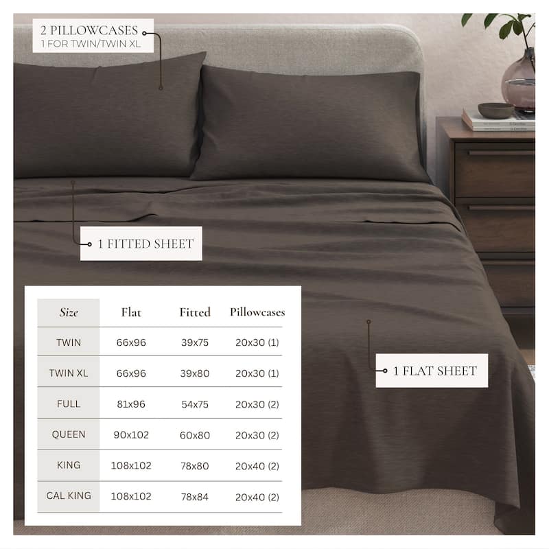 Linery & Co. Heathered Melange Cotton Jersey Knit Sheet Set