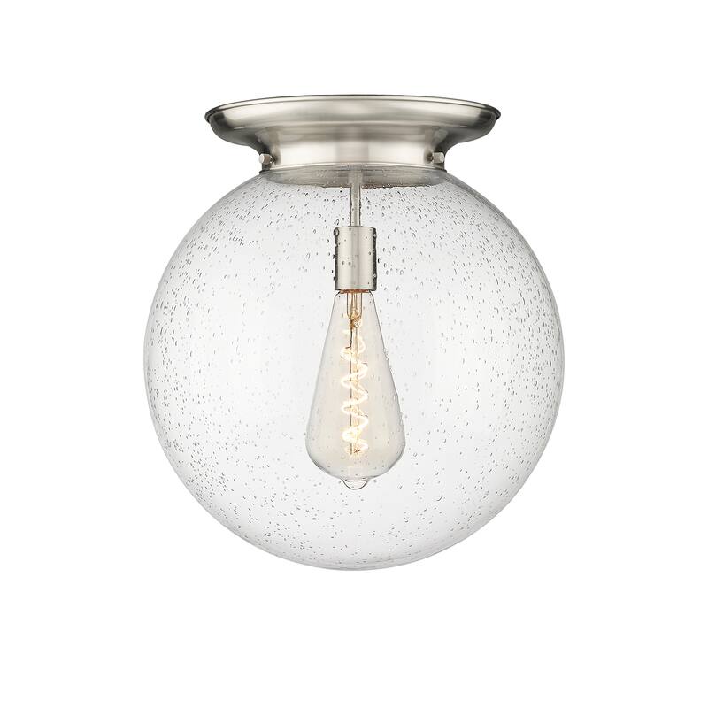 Innovations Lighting Beacon - 1 Light 16" Flush Mount - Satin Nickel/Seedy