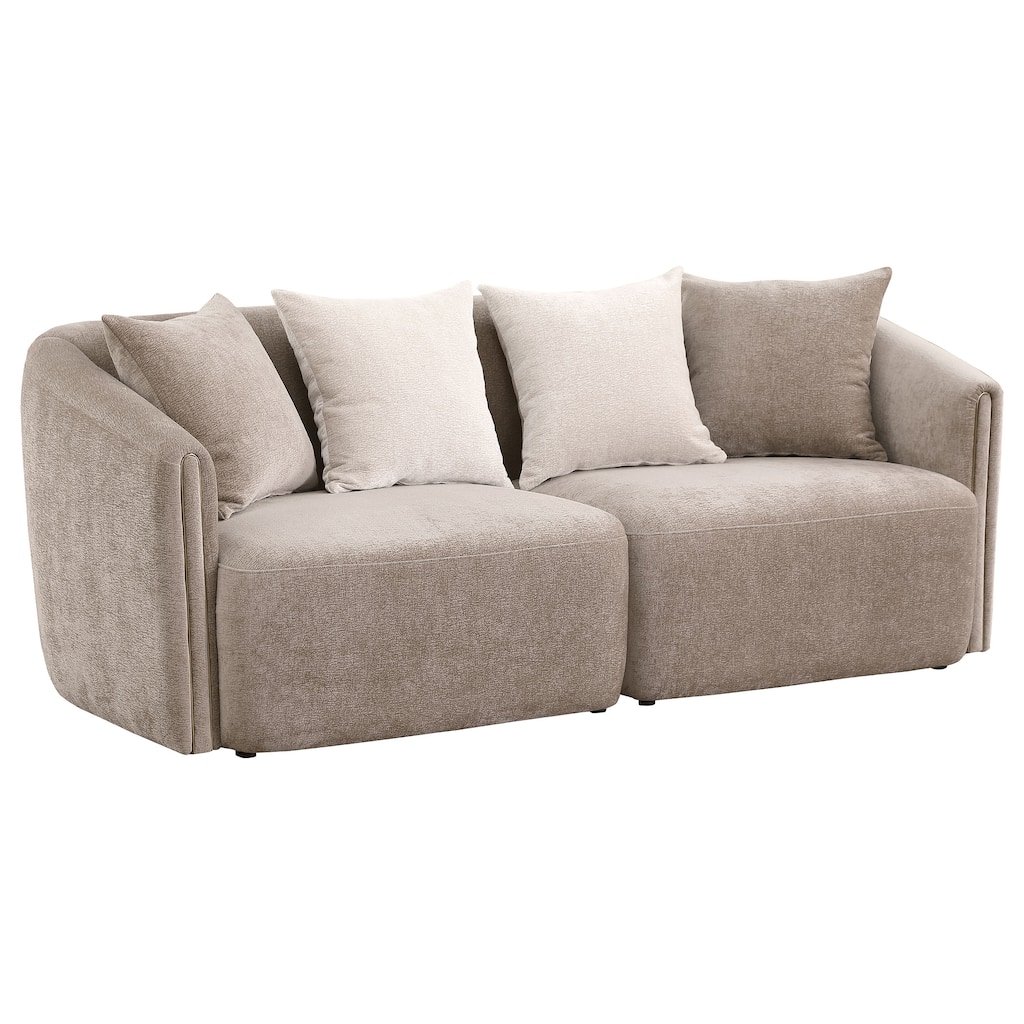 Townsend Chenille Upholstered Rolled Arm Sofa Latte - N/A