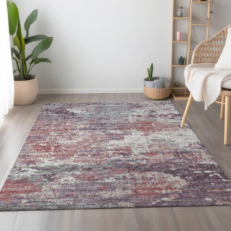 Premium Washable Super Soft Abstract Modern Mayfield Rug - Pink - 9' x 12' - Rectangle