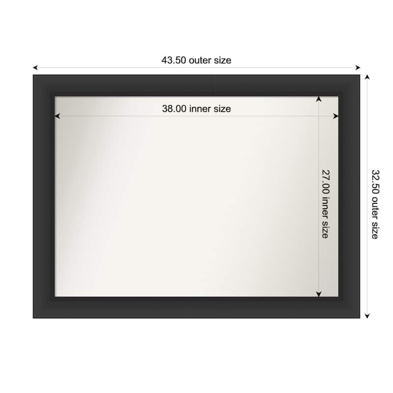 Sloped Non-Beveled Framed Wall Mirror - 44 x 33 in - Sloped Black