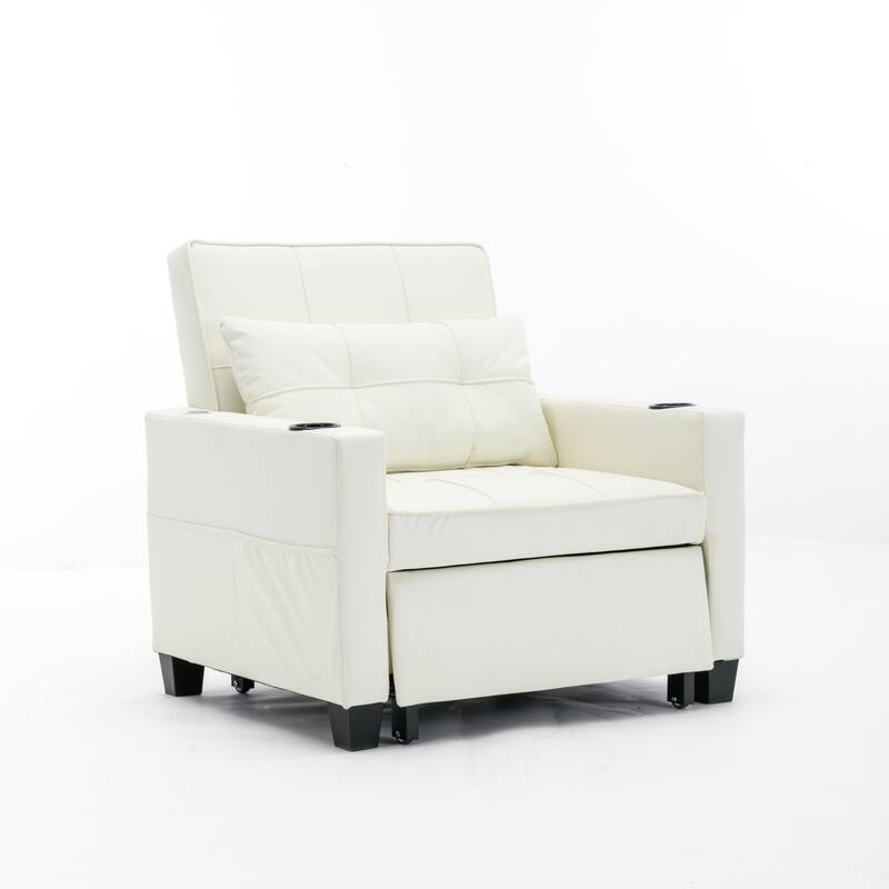 Futon Chair Bed Convertible Chair 3-In-1 Pull Out Sleeper Chair Beds With Usb Ports