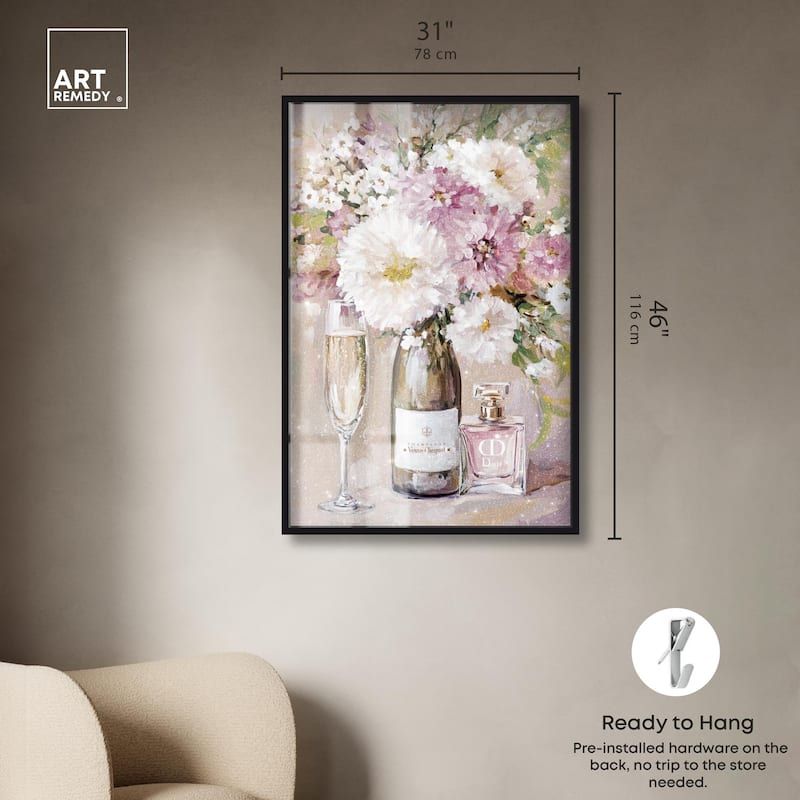 Light Floral Champagne Vase Shadowbox by Art Remedy