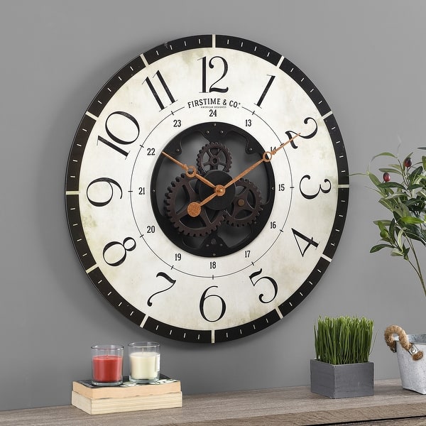 slide 1 of 14, FirsTime & Co. Carlisle Gears Wall Clock, Wood, 27 x 2 x 27 in, American Designed