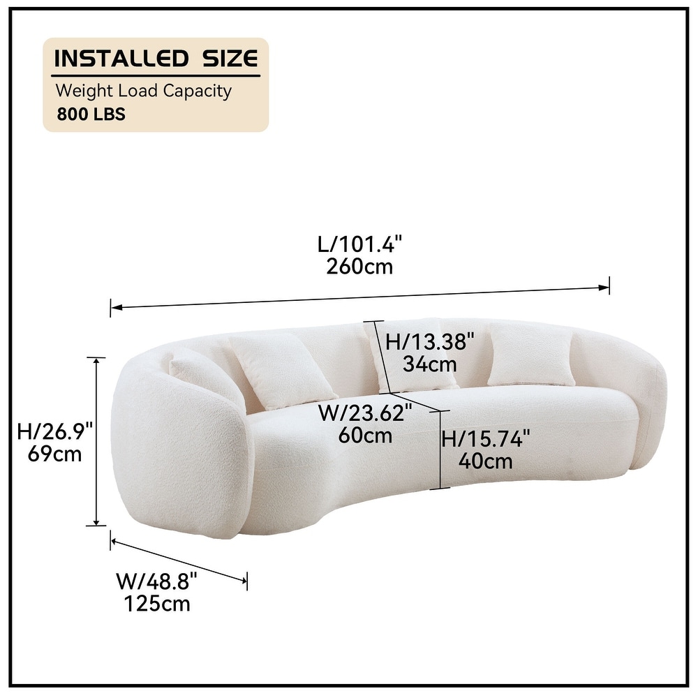 flyout slide 4 of 41, 102in Modern Upholstered 5-Seater Curved Boucle Sofa Couch for Living Room