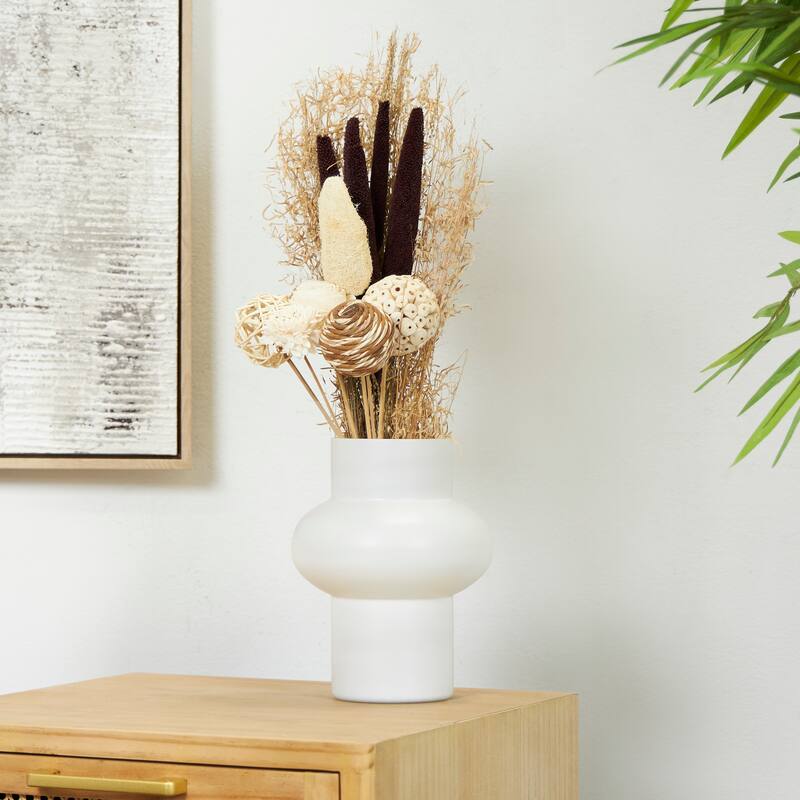Brown Dried Plant Handmade Floral Wheat Grass Cattail Home Decor Natural Foliage with Deco Ball Accents - Brown
