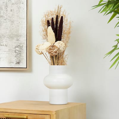 Brown Dried Plant Handmade Floral Wheat Grass Cattail Home Decor Natural Foliage with Deco Ball Accents