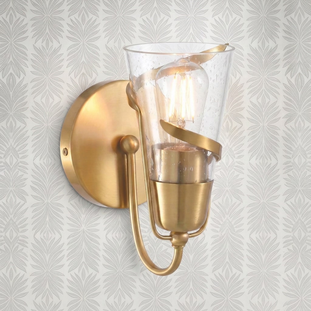 5" Modern Gold Arch Seeded Glass Bathroom Vanity Light Wall Sconce