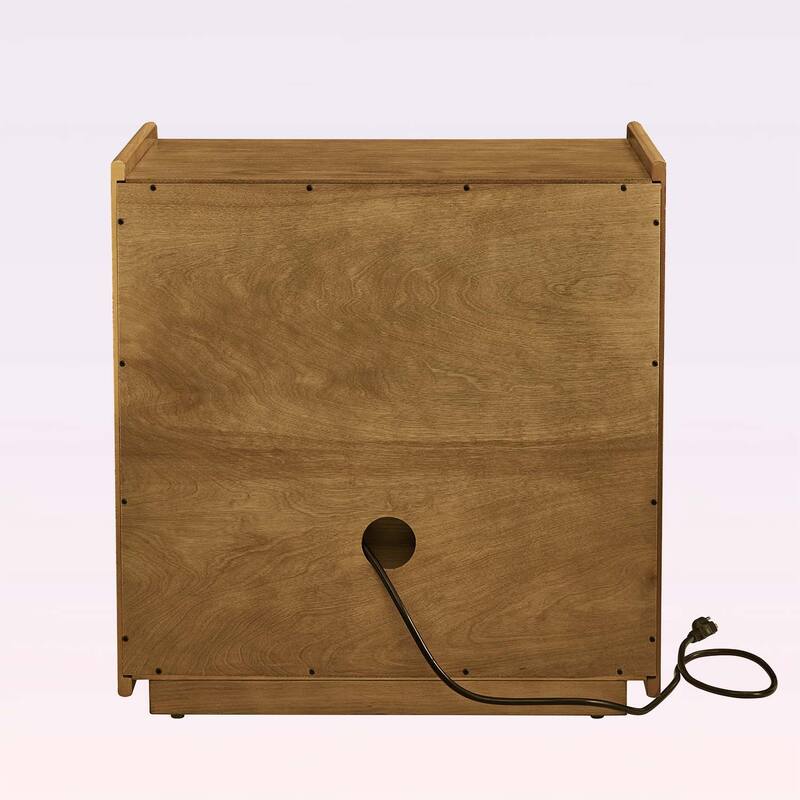 Nightstand with Charging Station,2 Drawers,and Open Shelf,for Farmhouse and Living Room Decor