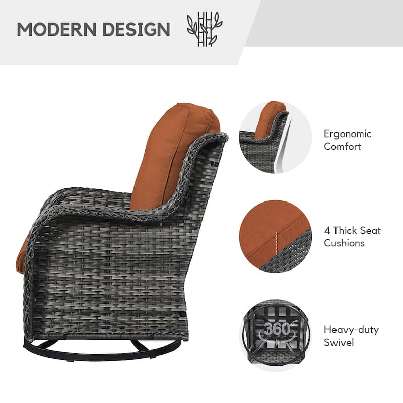Gymojoy Patio Swivel Rocking Chair Coffee Table Set