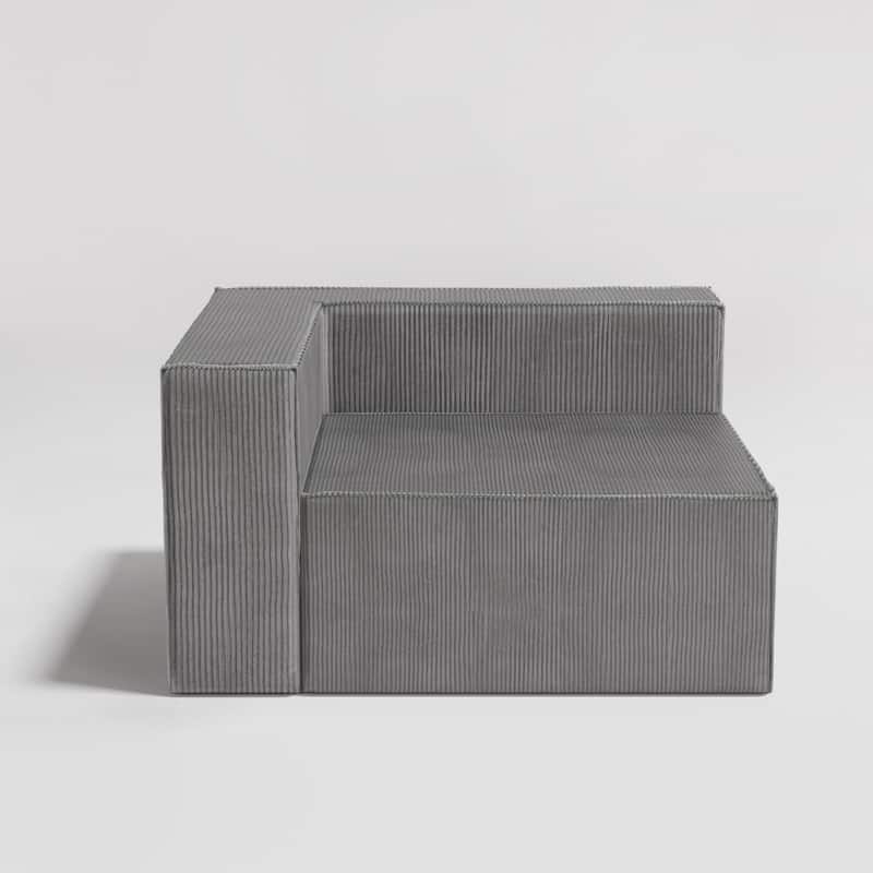 Left Armrest Corduroy Compression Sofa - Gray Corduroy