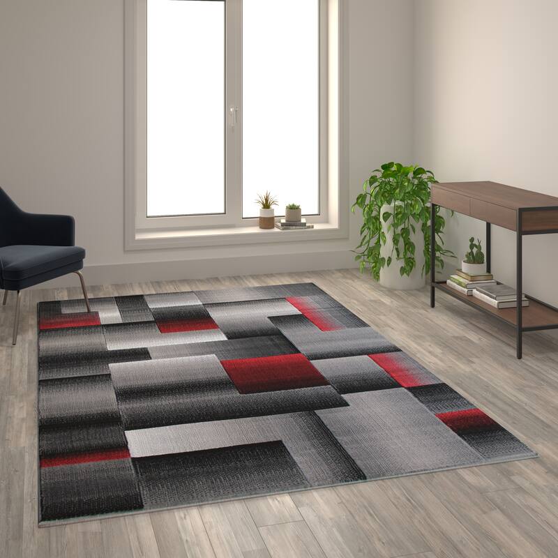 Modern Geometric Style Color Blocked Indoor Area Rug