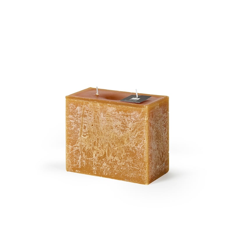Rectangle 2-Wick Pillar Candle 6.3"x5.15"x3.15" Chamois