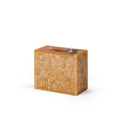 Rectangle 2-Wick Pillar Candle 6.3"x5.15"x3.15" Chamois