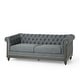 preview thumbnail 40 of 55, Castalia Nailhead Trim Chesterfield Sofa by Christopher Knight Home - 78.75" L x 33.50" W x 28.00" H