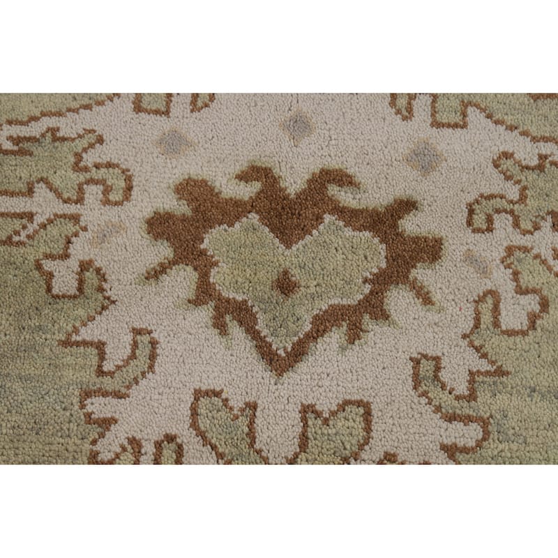 Light Green Oushak Indian Area Rug Handmade Wool Carpet - 9'0" x 11'11"