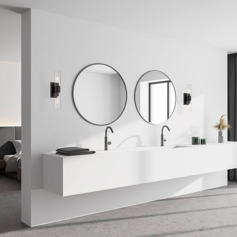 Anton 17.5 in. 2-Light Matte Black Transitional Wall Sconce Light