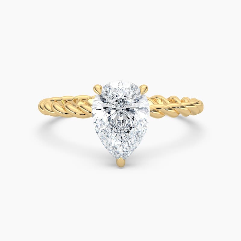 Auriya 14K Gold Lab Grown Diamond Pear Shape Twisted Hidden Halo Engagement Ring 1.04 - 5.04ct. tw. (F-G, VS) - 1.00 carats - 7.5 - Yellow