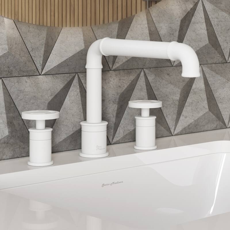 Swiss Madison SM-BF82 Avallon 1.2 GPM Widespread Bathroom Faucet - Matte White