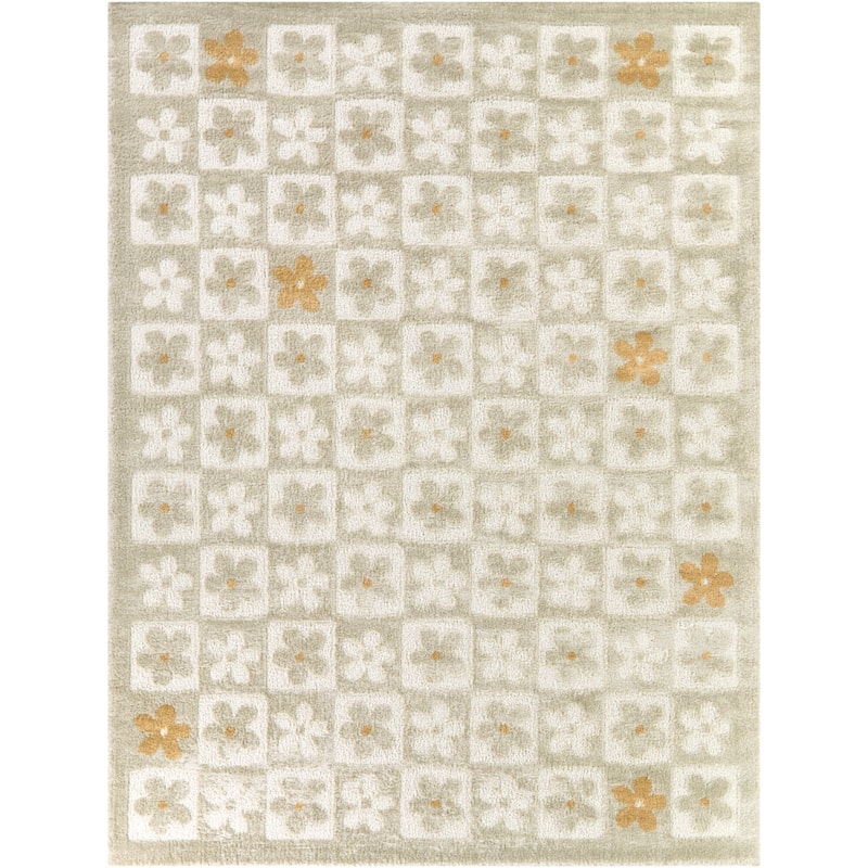 Helen Floral Checkered Area Rug