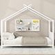 preview thumbnail 3 of 13, Twin Size Metal House Platform Bed with Roof Design, House Bed with Slats Support for Kids Teens