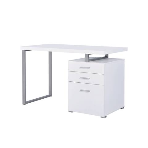 Writing Desk with File Drawer in White