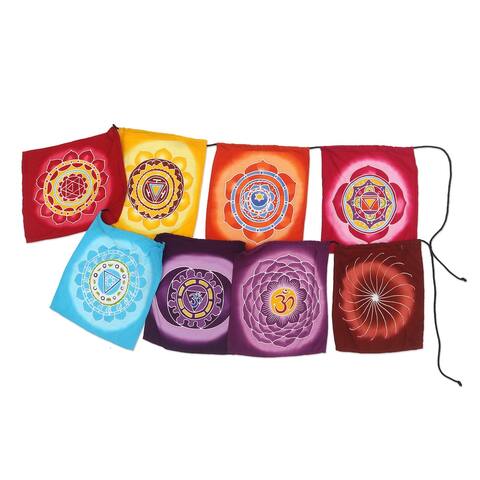 Novica Handmade New Chakra Batik Rayon Bunting - Multicolor