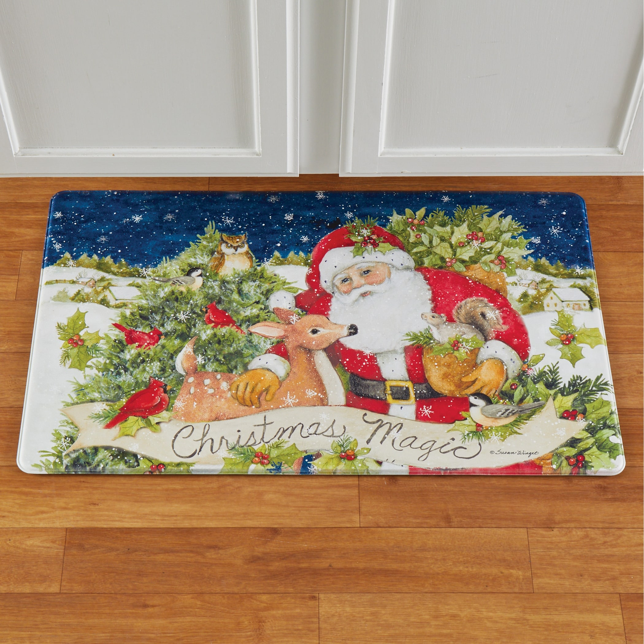 Red Santa Claus Kitchen Mat, Upholstered Anti-fatigue Kitchen Mat, Non-slip  Waterproof Kitchen Mat, Home Christmas Decoration, Suitable For Kitchen,  Floor, Home, Laundry Room, Office Waterproof Kitchen Mat, Merry Christmas Kitchen  Rug, 