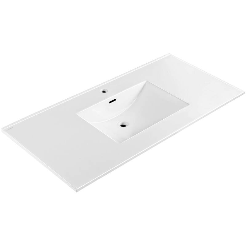Whitehaus WHCS4922-1H 49" Rectangular Vitreous China Drop In Bathroom - White
