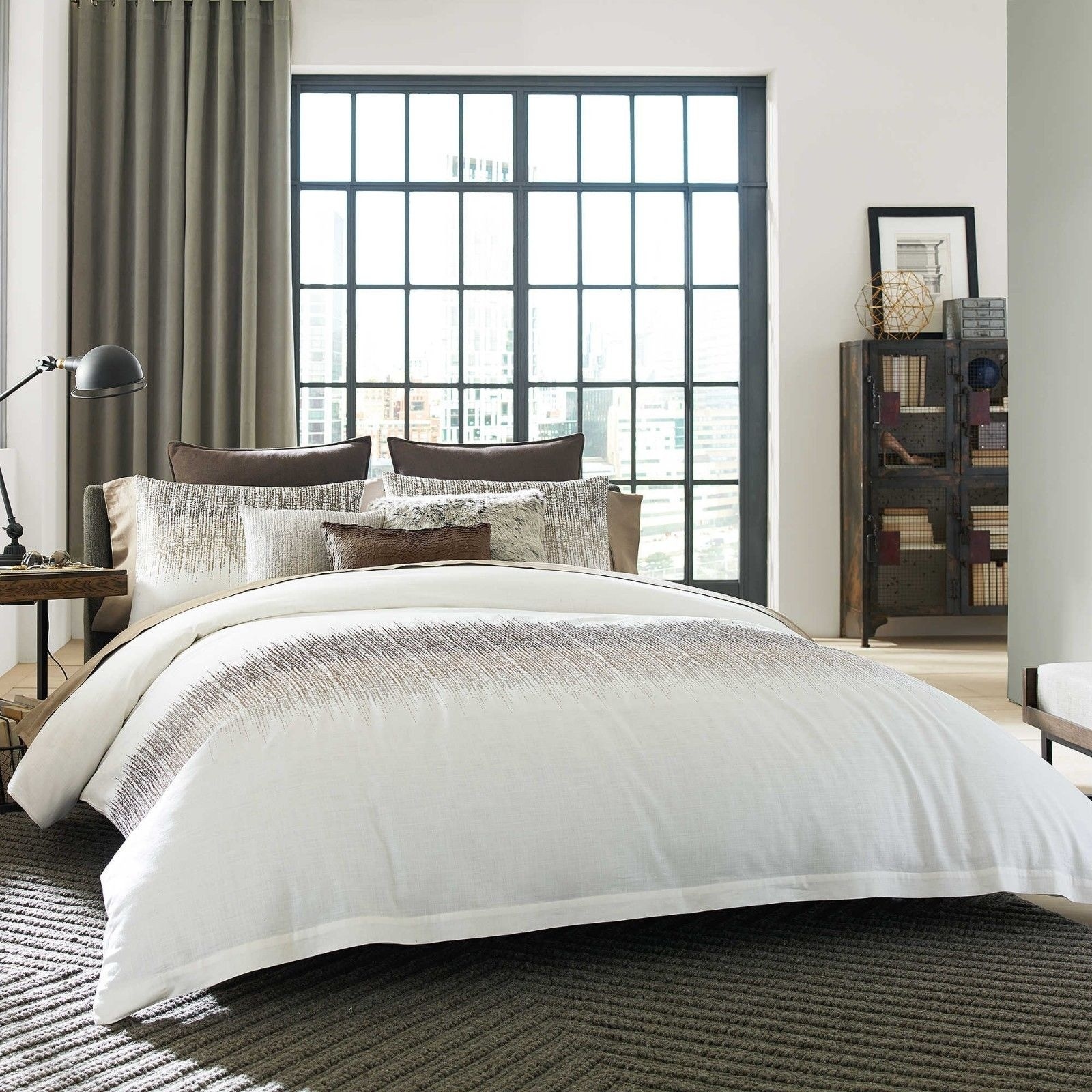 Shop Kenneth Cole Reaction Home Etched Duvet Cover In Ivory